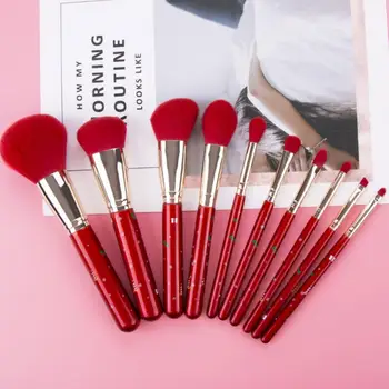 

10pcs Christmas Multi-functional Cosmetic Brush Set Foundation Loose Powder Brush Eyeshadow Lip Brush Cosmetic Brush Kit