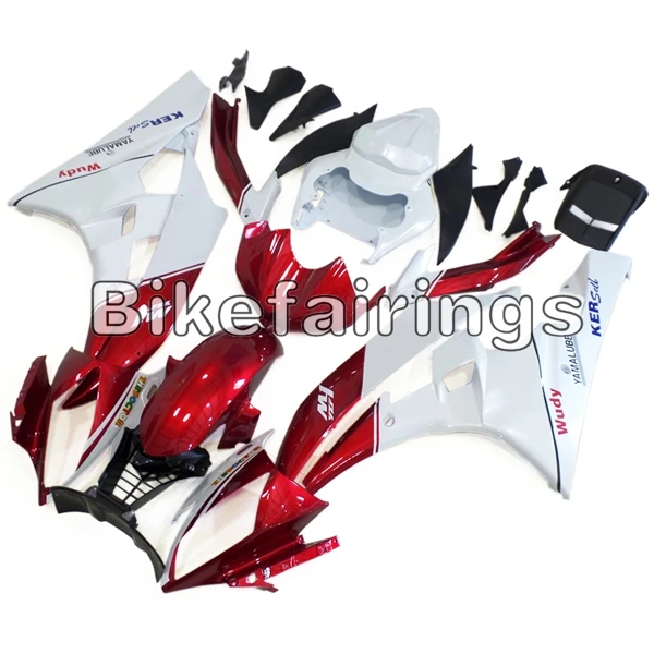 Мотоцикл Полный комплект обтекателя Для Yamaha YZF 600 R6 2006 2007 YZF R6 YZF R6 06 07 ABS пластиковая система впрыска Кузов белый красный Carenes