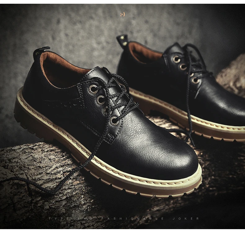 Vintage lace-up oxford leather shoes for men dance party wedding dress shoes genuine leather low-top martins boot outdoor sneakers (2)