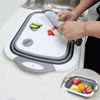 

Folding Cutting Board, New Popular Multifunctional Folding Silica Gel Basin, Basket, Cutting Board, Portable Cutting Board