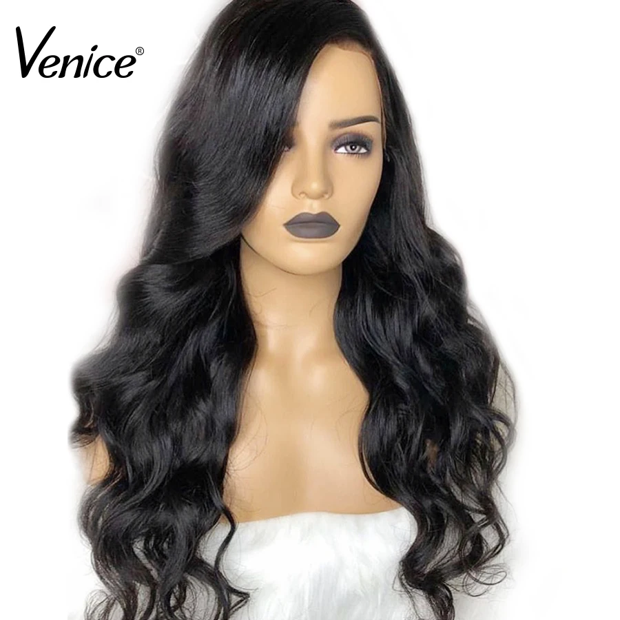 Венеция Glueless 13x6 человеческие волосы на кружеве парики 150% плотность бразильские волосы remy для черных женщин предварительно сорванные