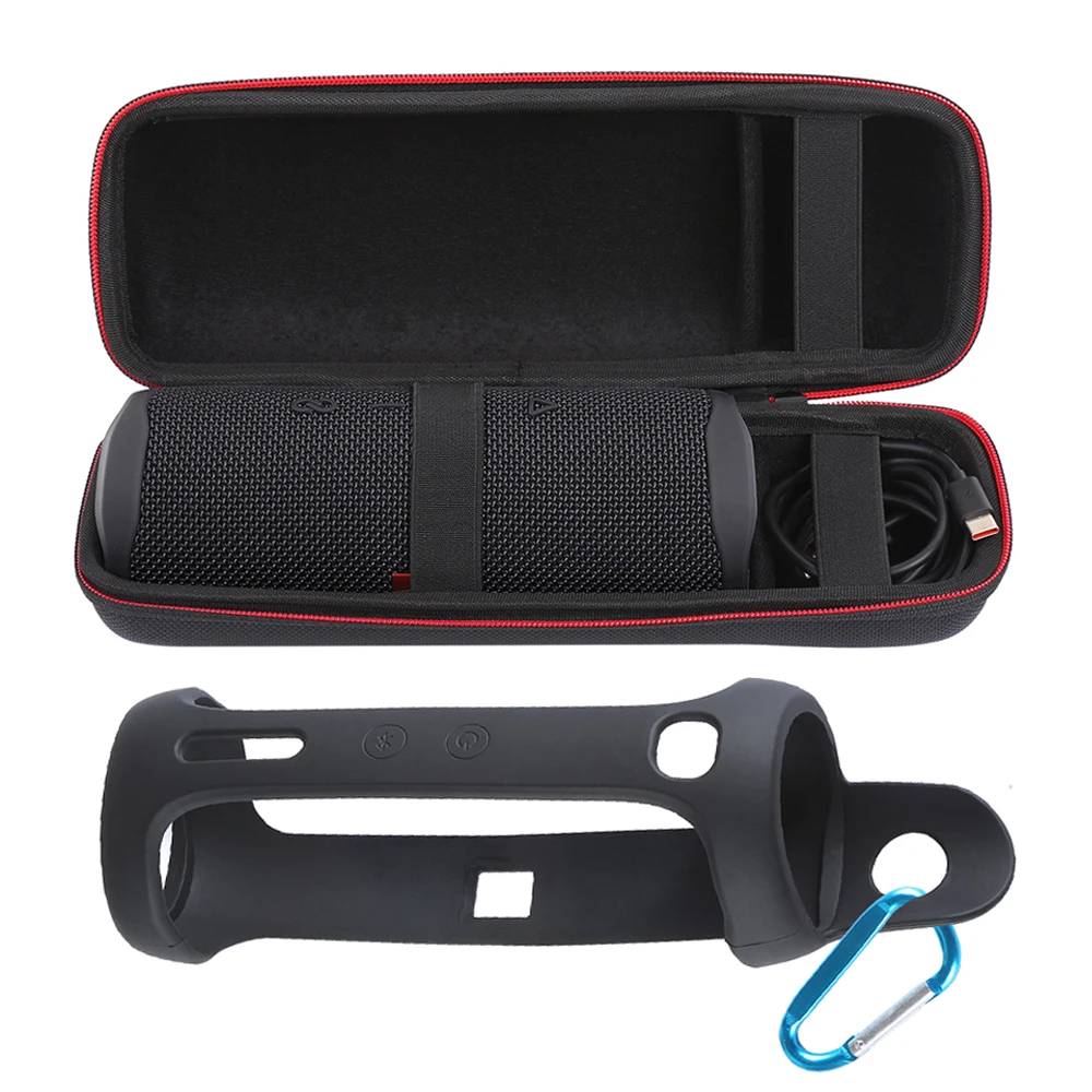 

2 in 1 Hard EVA Zipper Carry Storage Box Bag + Soft Silicone Case Cover for JBL Flip 5 Bluetooth Speaker for JBL Flip5 Column