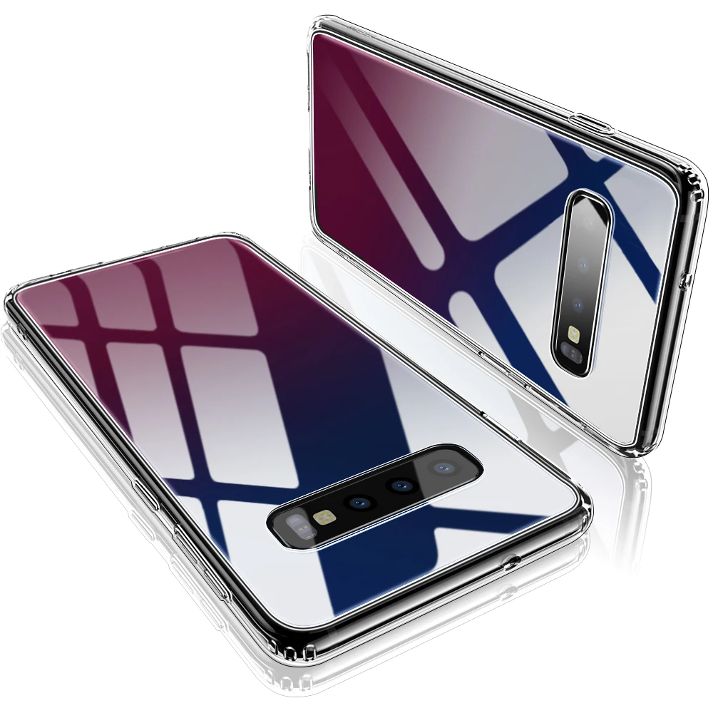 Чехол 9H из закаленного стекла для Samsung Galaxy S10 Note 10 Plus кристально прозрачный