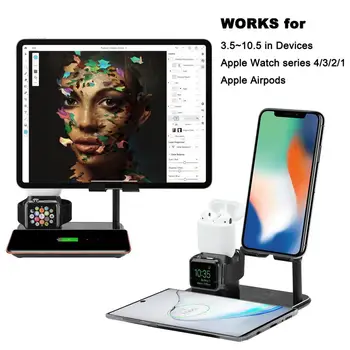 

Aluminum Alloy Four-in-one Charging Stand Suitable For Iphone Samsung Xiaomi For Apple Watch Headset Charging Table Stand