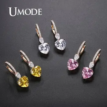

UMODE Heart Cubic Zirconia Hoop Earrings for Women Colorful Luxury Engagement Hoops Fashion Wedding Jewelry Wholesale UE0610
