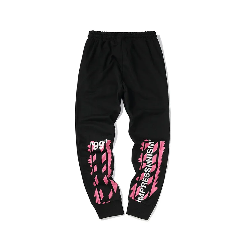 Черный 19ss off-white с буквенным принтом, спортивные повседневные штаны, уличный хип-хоп - Цвет: Черный