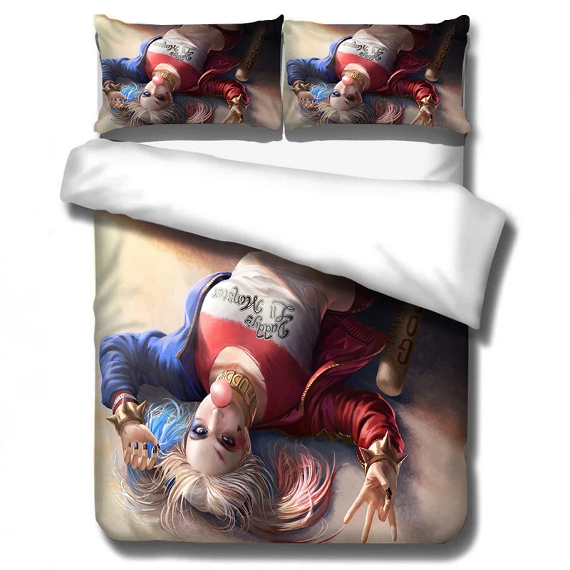 Harley Quinn3D Комплект постельного белья отряд самоубийц пододеяльники наволочки DC Comics Джокер Бэтмен одеяло постельные принадлежности s(без простыни - Цвет: 1