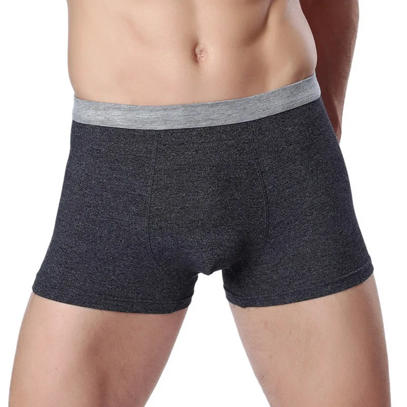 Gray 2PCS Хлопковое белье, бесшовное Мужское нижнее белье, 2 шт., дышащие трусы-боксеры, мягкие, удобные, Calzoncillo Hombre, качественные трусы-боксеры - Цвет: Gray 2PCS