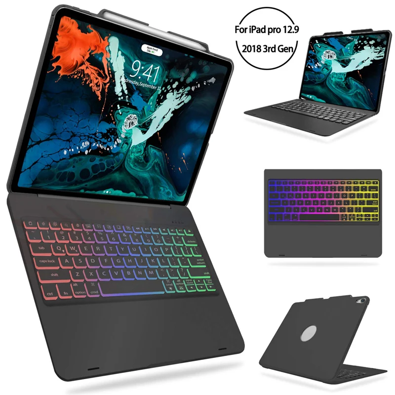 Чехол для ipad pro 12,9, 7 цветов, подсветка, Беспроводная Bluetooth клавиатура, чехол для, ipad pro 12,9, чехол