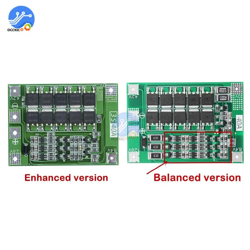 Защитная плата BMS 3S 40A 18650 Li Ion для зарядки литий ионных аккумуляторов, блок питания, ячейка PCB для двигателя перфоратора 12,6 В с балансиром|Аксессуары для батарей| | АлиЭкспресс