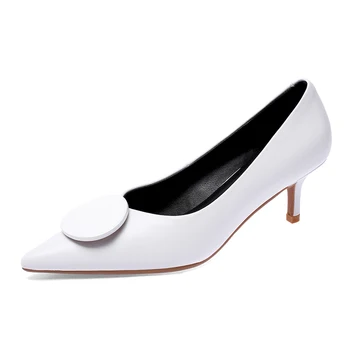 

Autumn Plus Size Women Shoes Pumps Ladies Genuine Leather Slip on Pointed Toe High Heels Wedding Shoes Thin Heel Footwear