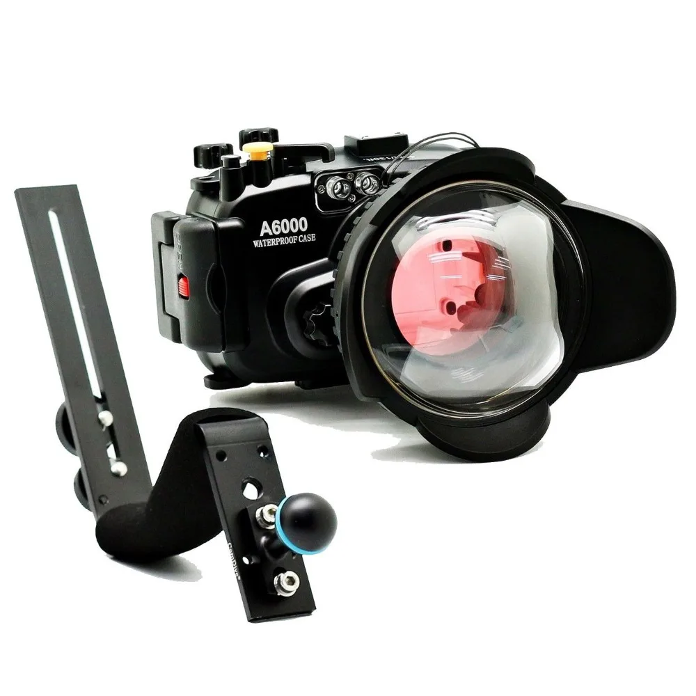 Meikon 40 м/130ft для Sony a6000 (16-50) подводный Камера Корпус + ручка + Широкий формат купол порт объектив + 67 мм Красный Дайвинг filte