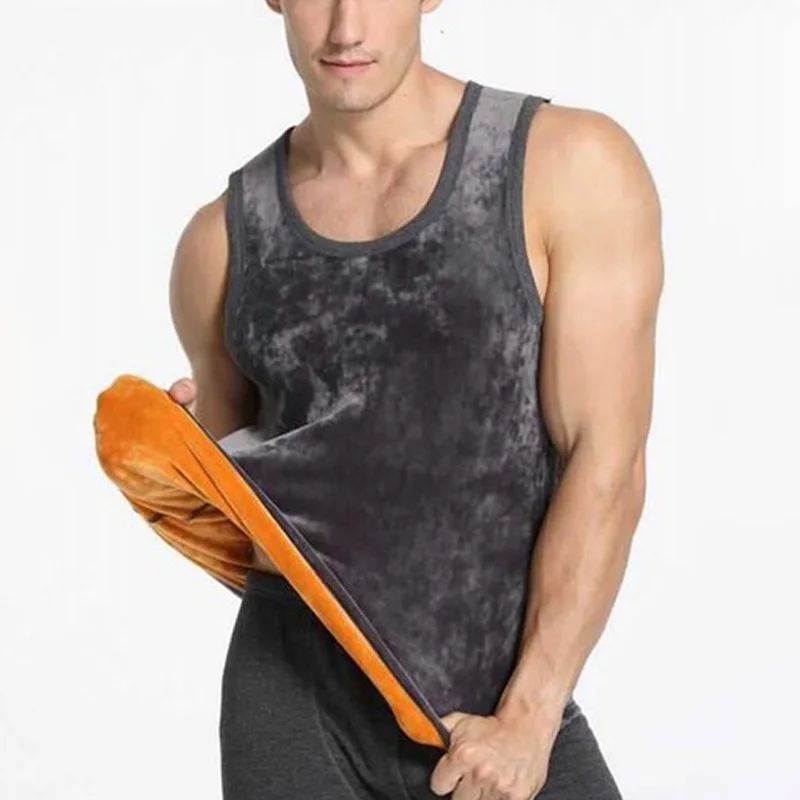 sleeveless o neck tanks Men's Waistcoat Vest Sleeveless Thickening Soft Bottoming warm Tops winter under tops