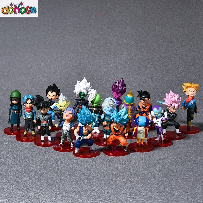 Экшн фигурки Dragon Ball Super Saiyan 18 шт. розовые черные Goku Gohan Jiren Vegeta плавки коллекционные