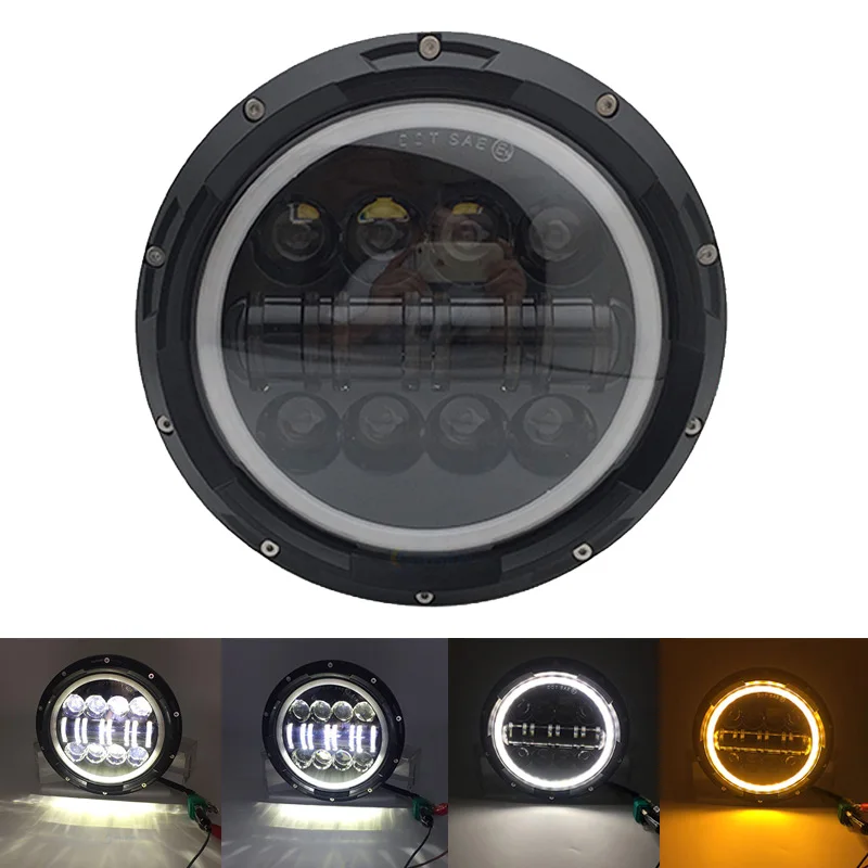 Suporte de Farol de Led para Motocicleta Acessórios para Motocicleta Polegadas com Revestimento Farol de Lâmpada para Harley Anel de 7 Alta - Baixa Luz Led 7 '' 50w h4 23 acessórios para motocicleta, 7 polegadas, com revestimento,