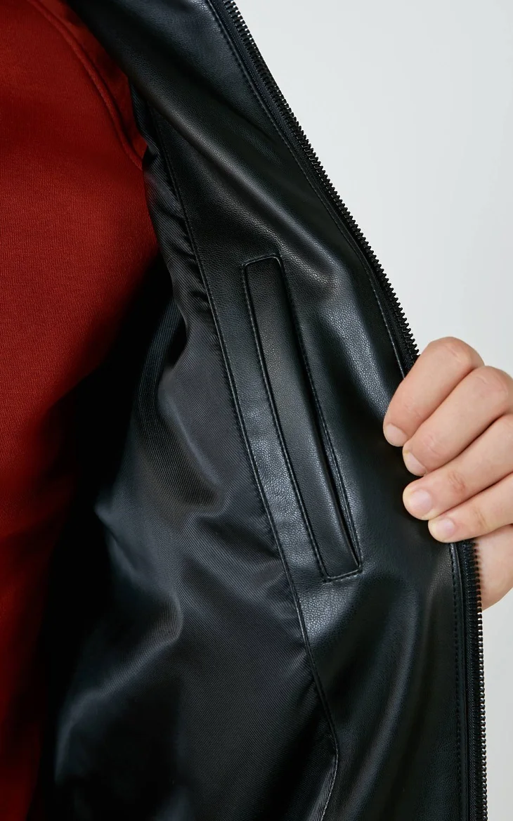 Избранные осенние деловые повседневные ленты сплайсинга мужские Бейсбол PU куртка пальто | 4183P3506