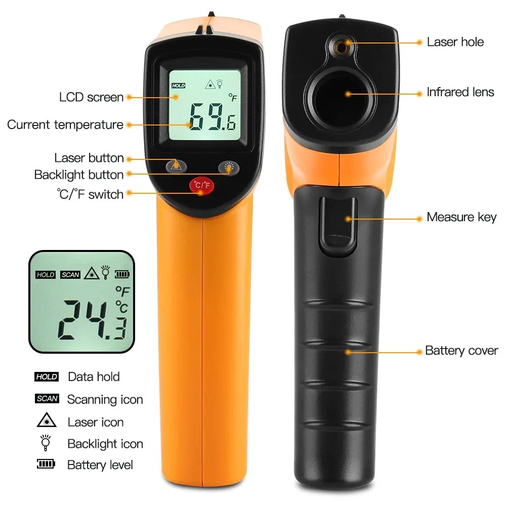 Anpro GM320 GM550 цифровой инфракрасный ЖК-термометр Бесконтактный измеритель температуры пирометр ИК лазерный температурный пистолет пирометр