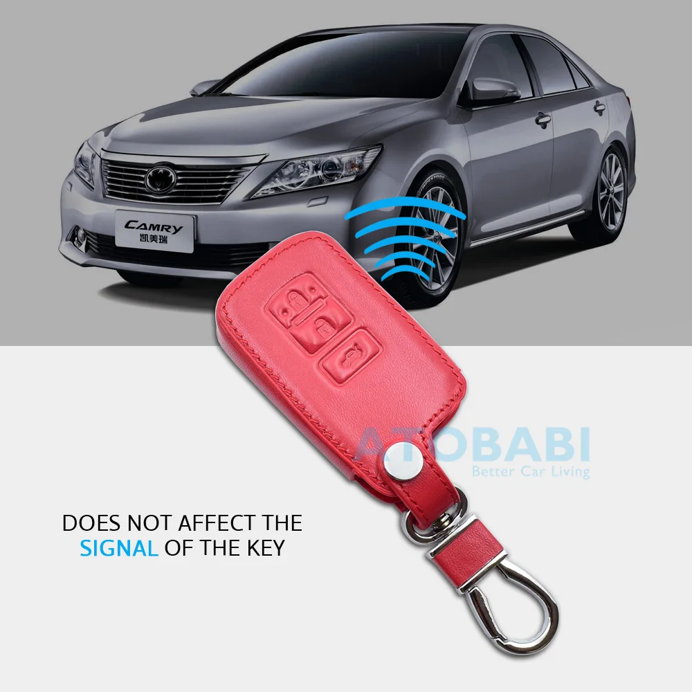 Кожаный чехол для ключей автомобиля для Toyota Camry Avalon RAV4 2013 3 кнопки без ключа дистанционного управления смарт-ключ Защитная крышка брелок сумка