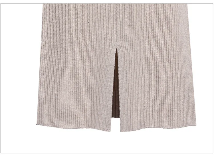 Женские Вязание юбки средней длины с длинными Wollens юбка-трапеция Высокая Талия Longuette