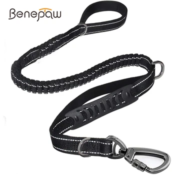 Benepaw Quality Strong Bungee Dog Leash Reflective Comfortable 2 Padded Handle Shock Absorbing Pet Leash For Medium Large Dogs 1