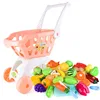 28Pcs/set Kids Large Supermarket Shopping Cart Trolley Push Car Toys Basket Simulation Fruit Food Pretend Play House Girls Toy 4