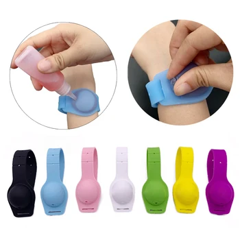 

Silicone Bracelet Wrist Band Hand Sanitizer Dispenser Wearable Hand Cleaning Gel Dispenser Kids Watch Strap with Spout Bottle