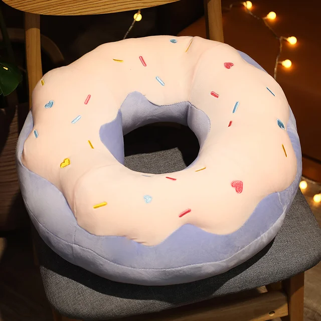New Plush Soft Donut Doughnut Food Back Cushion Pillow Saddle Car Set Kids Gift