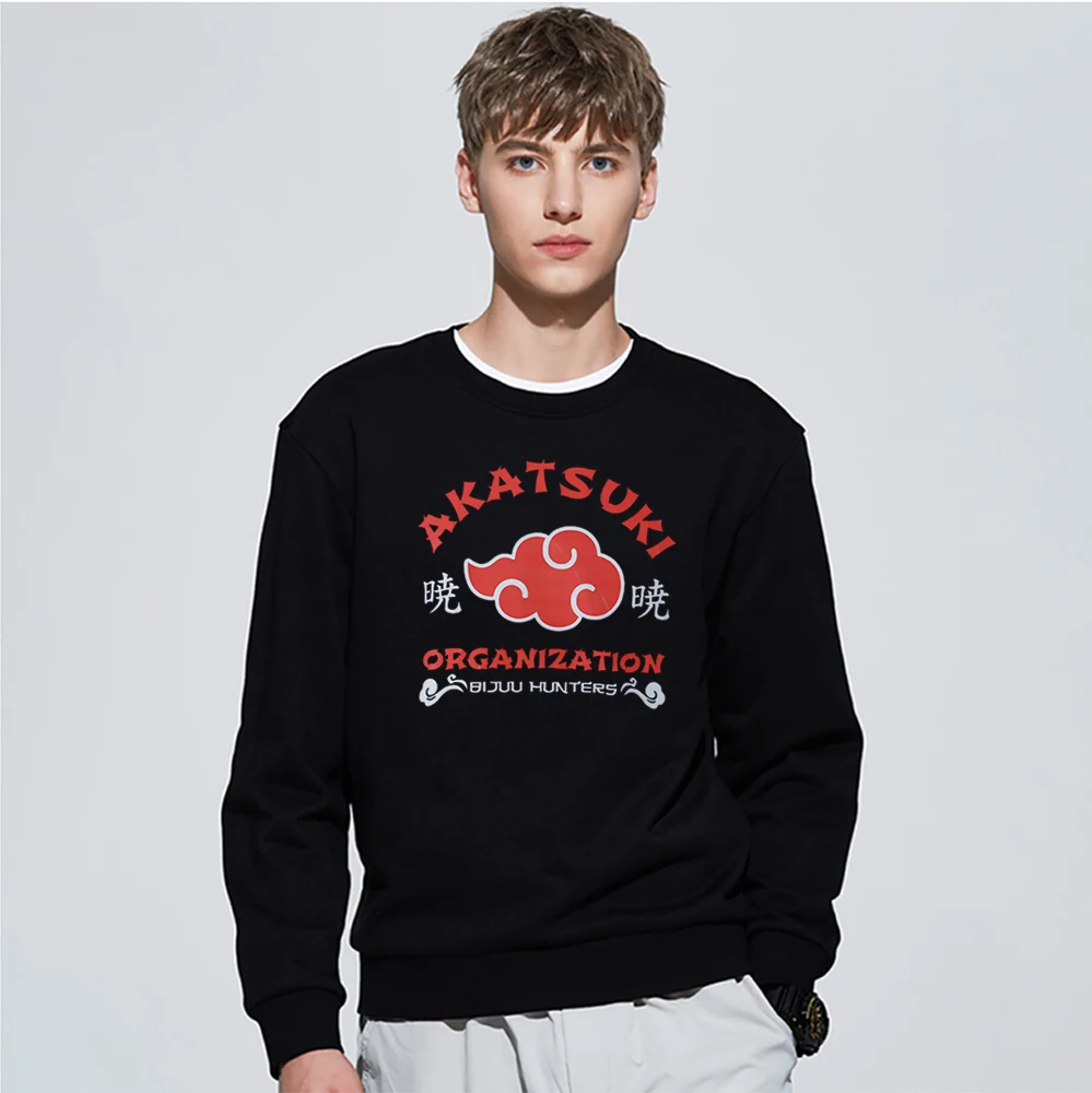 

Akatsuki Organization Pattern Man Sweatshirt Street Anime Clothing Naruto Male Sweatshirts High Quality Crewneck Men Tracksuit