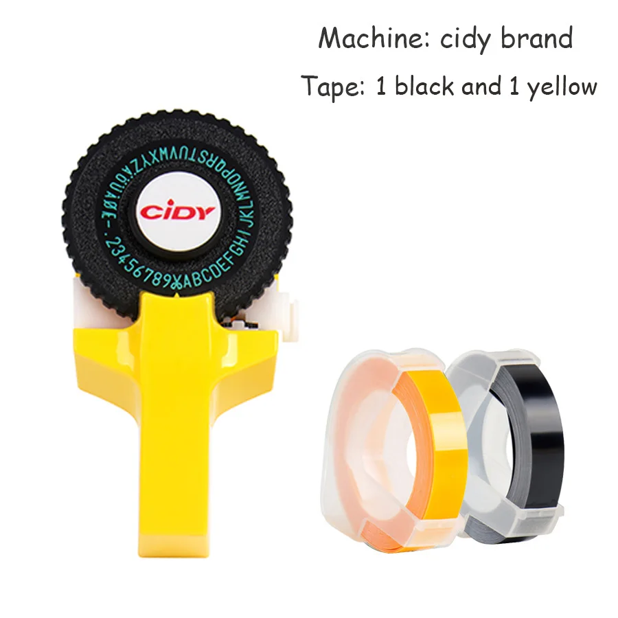 Желтый Цвет MoTex E101 принтер мини DIY ручной совместимый для dymo 3D Тиснение Ручной ленточный ручной пишущая машинка надписи машина - Цвет: machine add 2 tape