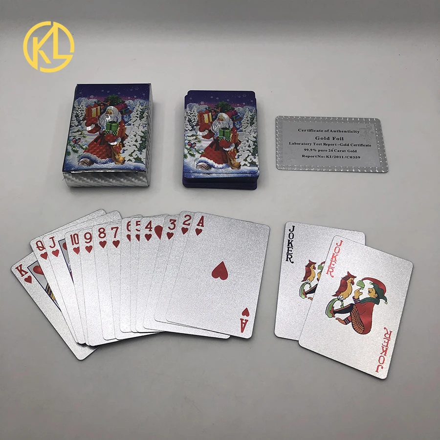 Holiday entertainment Gift Christmas santa clause 24K Gold Plated Playing Cards poker for family or friend party time
