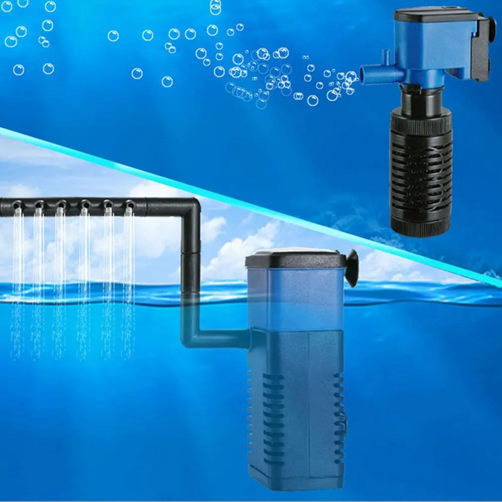 Мини Многофункциональный 3 в 1 аквариумный внутренний фильтр для увеличения оксигенации 4 Вт погружной насос для аквариума очиститель воды