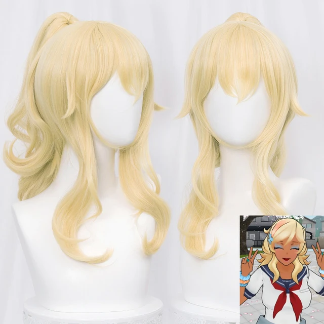 Osana Najimi Long Orange Pink Cosplay Wig 2 Ponytail Clips Yandere  Simulator Heat Resistant Hair Cosplay Wigs + Wig Cap - AliExpress