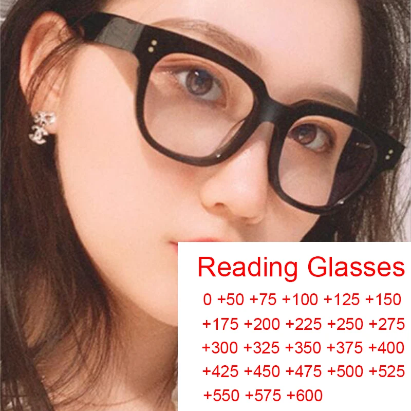 Transparent Computer Gläser Rahmen Frauen Lesebrille Niet Platz Brillen Blockieren Optische Spektakel Brillen 0 bis + 6,0