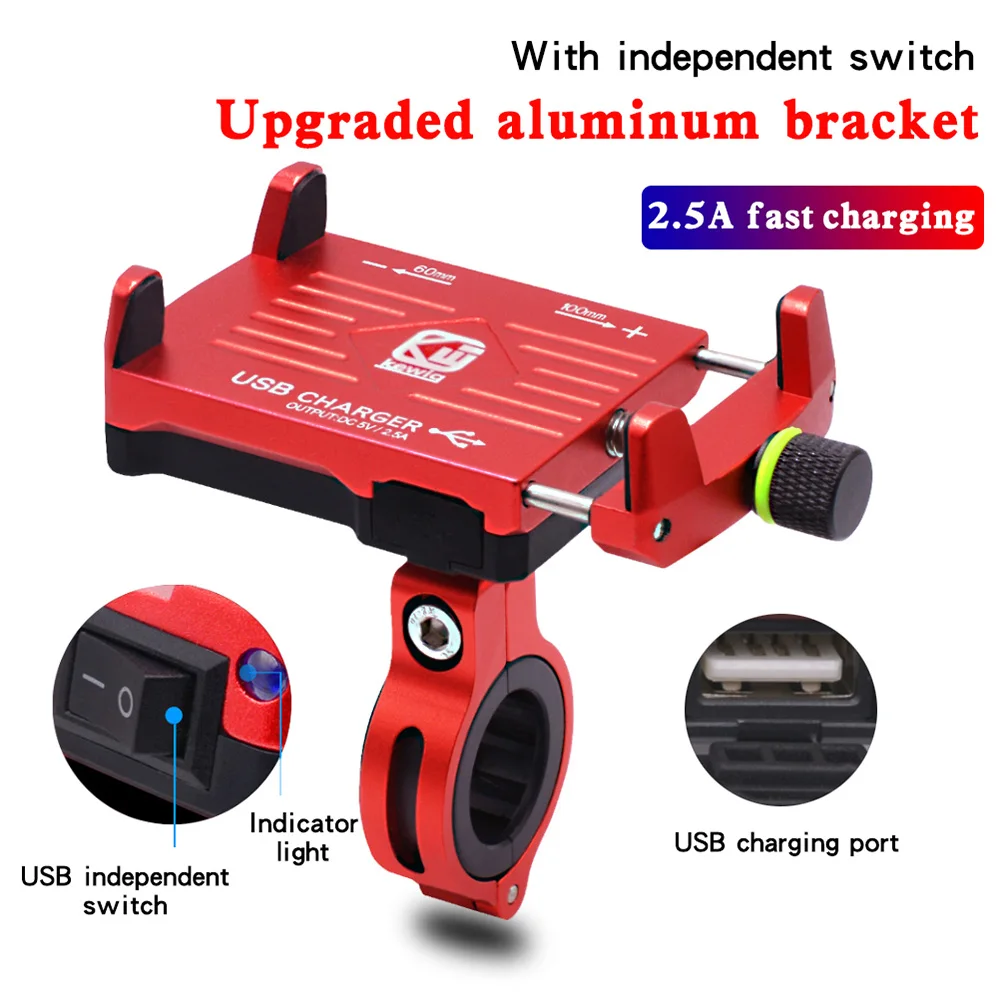 3.5-7" Motorcycle Phone Holder With USB Charger Mobile Phone Holder for Electric Motorbike Mountain Bike Holder Drop shipping