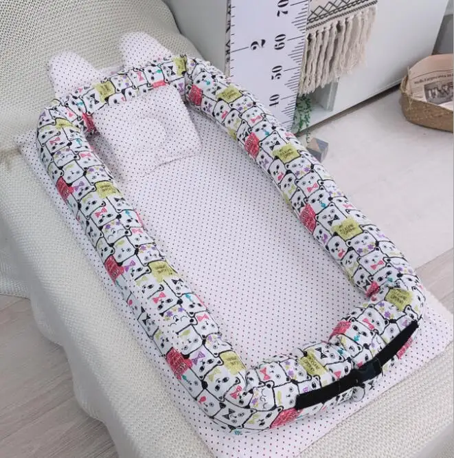 Туристическая кроватка для детского кормления, спальный мешок для новорожденных Портативный кроватки корзина бамперы Подушка Детская кроватка для детей и младенцев для защиты - Цвет: BXX040Q
