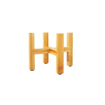 

Decoration Smooth Surface Flower Stand Single Bay Office Bonsai Holder Balcony Bamboo Wood Modern Home Shelf Free Standing