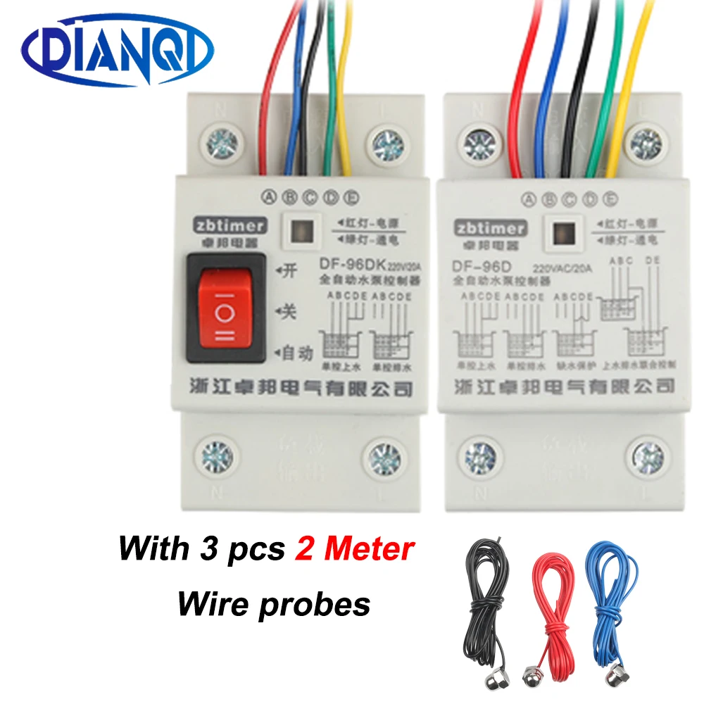 Df96D Su Guida Din Di Controllo Del Livello Dell'Acqua 2M Controllore Di Livello Acqua Automatico Regolatore Della Pompa Cisterna Liquido Automatico I