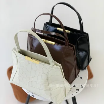 

2020 new simple fashion portable handbag large capacity female bag retro briefcase shoulder bag messenger bag