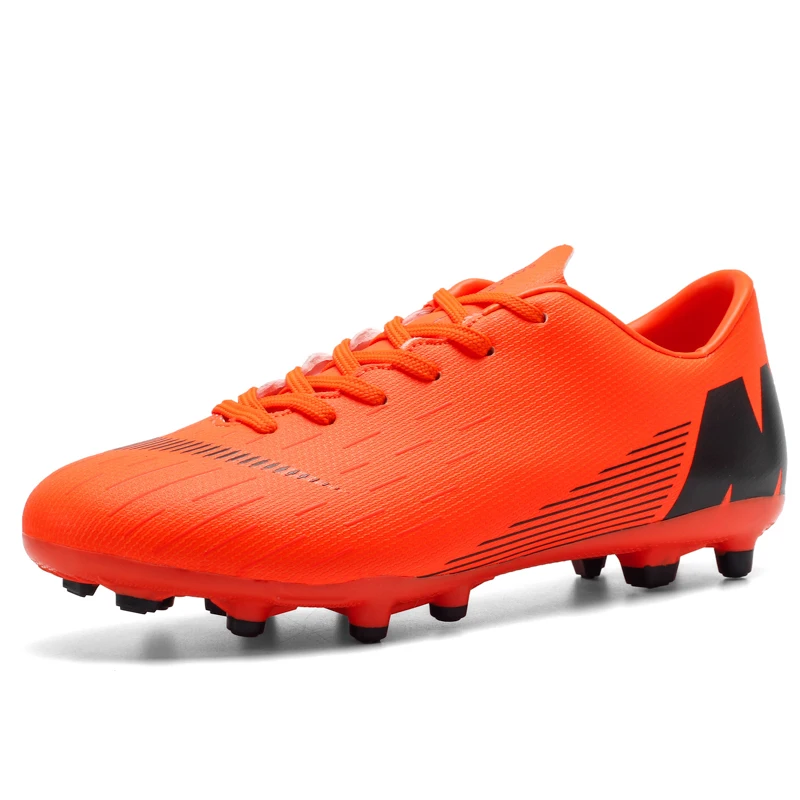 YHKLERZU Football Shoes Men Turf Spikes Football Boy Women Outdoor Athletic Trainers Sneakers Adults Brand Professional Soccer - Цвет: Orange