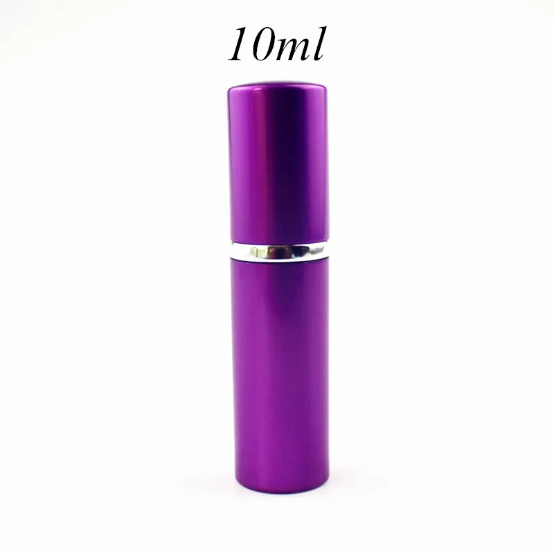1 шт. 5 мл 10 мл портативный мини парфюм стеклянная бутылка путешествия алюминиевый спрей пустой распылитель для парфюмерии металлический Паровой распылитель легко носить с собой - Цвет: 10ml Purple