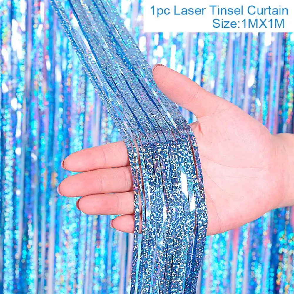 Laser curtain2 С рисунком «маленькая русалочка» вечерние Декор DIY День рождения Декор дети девушка Русалка Вечерние подарки Русалка Свадебная вечеринка поставки детского дня рождения - Цвет: Laser curtain2