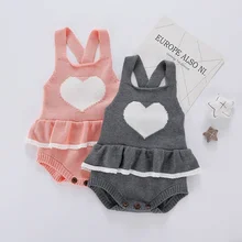 Вязаные свитера для малышей; осенняя одежда вязаные свитера для девочек детский комбинезон с рюшами для новорожденных, младенцев, Детский комбинезон милый комбинезон для новорожденных, для девочек, одежда для малышей