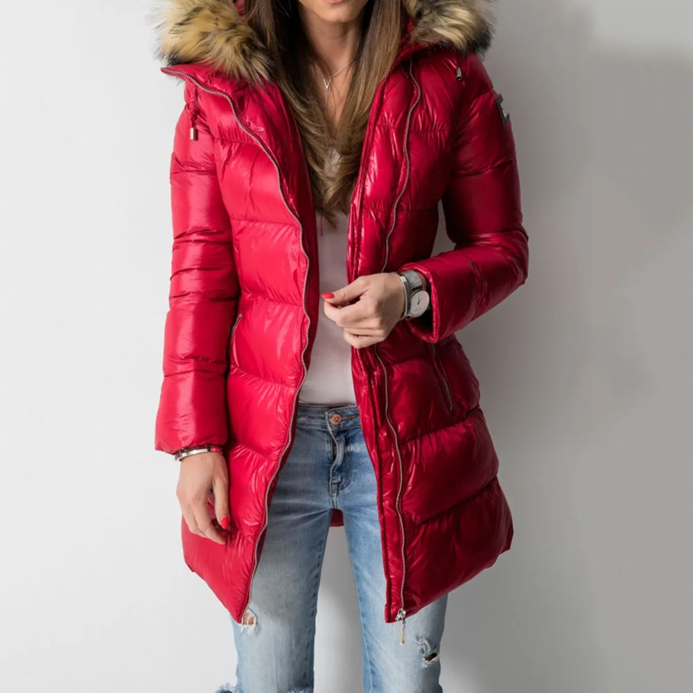 Coat Women Winter Parka Coats Casual Warm Female Outwear Overcoats Long Sleeve Zipper Cotton Padded Female Coats Tops Parka