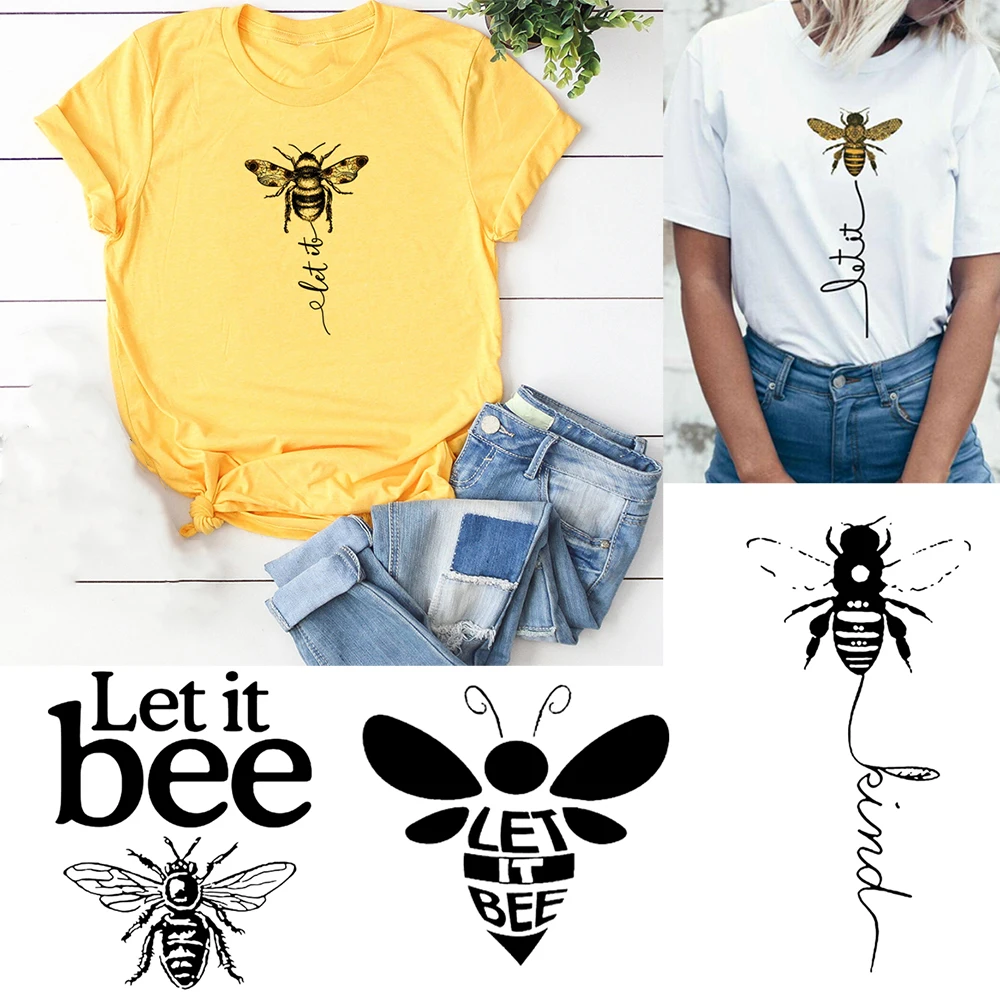 Женская футболка с принтом пчелы Let it Bee женская рубашка коротким рукавом