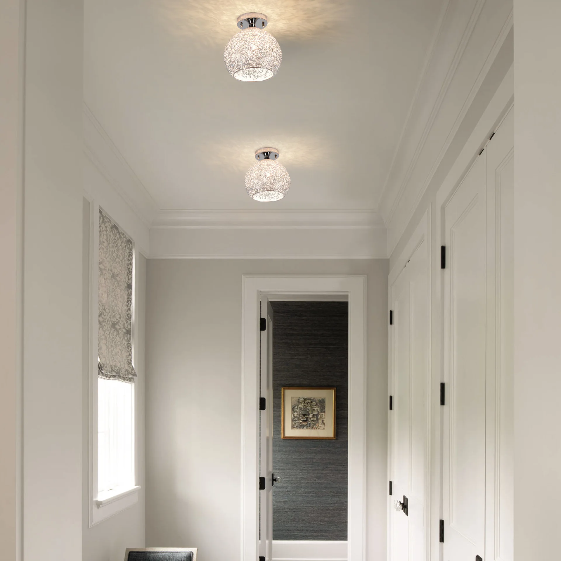 Plafonnier cuisine blanc et orange - Lampe Avenue