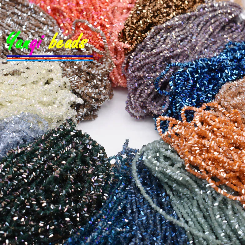 

Solid 25 color 2mm 130pcs Triangle Crystal Glass Beads Seed Czech Beads For Jewelry Making DIY Needlework Earring Necklace
