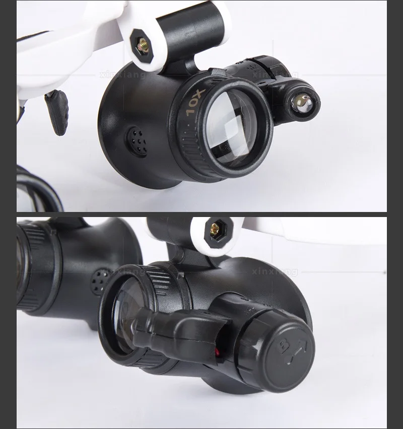 Headband Eye Wear Glasses Magnifier 7X 10X 15X 25X 2 LED Light Magnifying Glass Engraving Watchmaker Magnifier Loupe Binocular