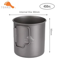 TOAKS Titanium Cup Coffee Tea Mug Ultralight For Outdoor Camping Tableware Without Lid Foldable Handle 450ml 60g CUP-450 2