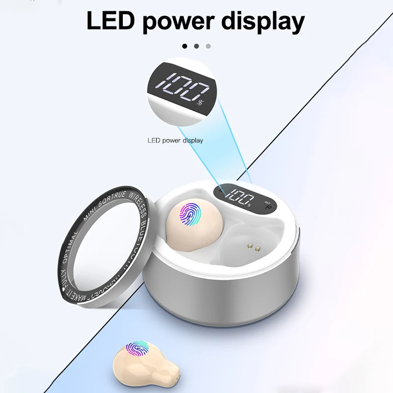 QSTT X26 Ultra Small Mini Hidden Wireless Bluetooth 5.0 Earphone Touch Control Portable Charging Case Earbuds TWS Sport Headset