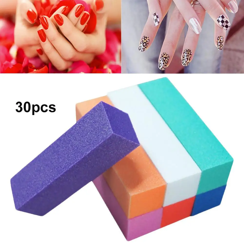 

30Pcs Rectangular Sponge Nail Buffer Sanding Block File Polish Manicure Tools